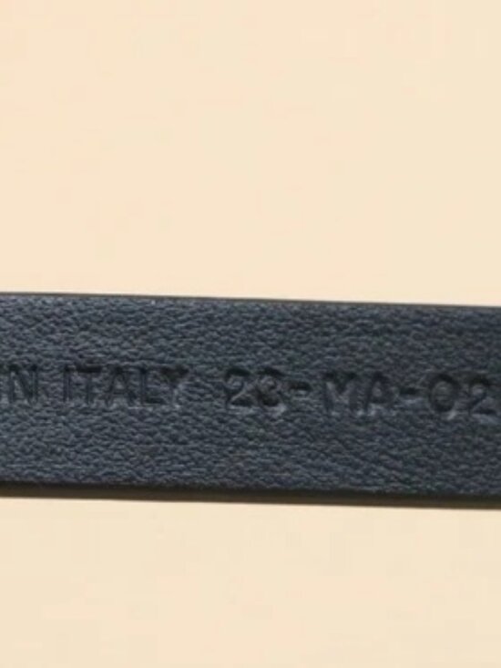 Christian Dior Black Leather Skinny Belt rhinestone-embellished Buckle Size 75cm